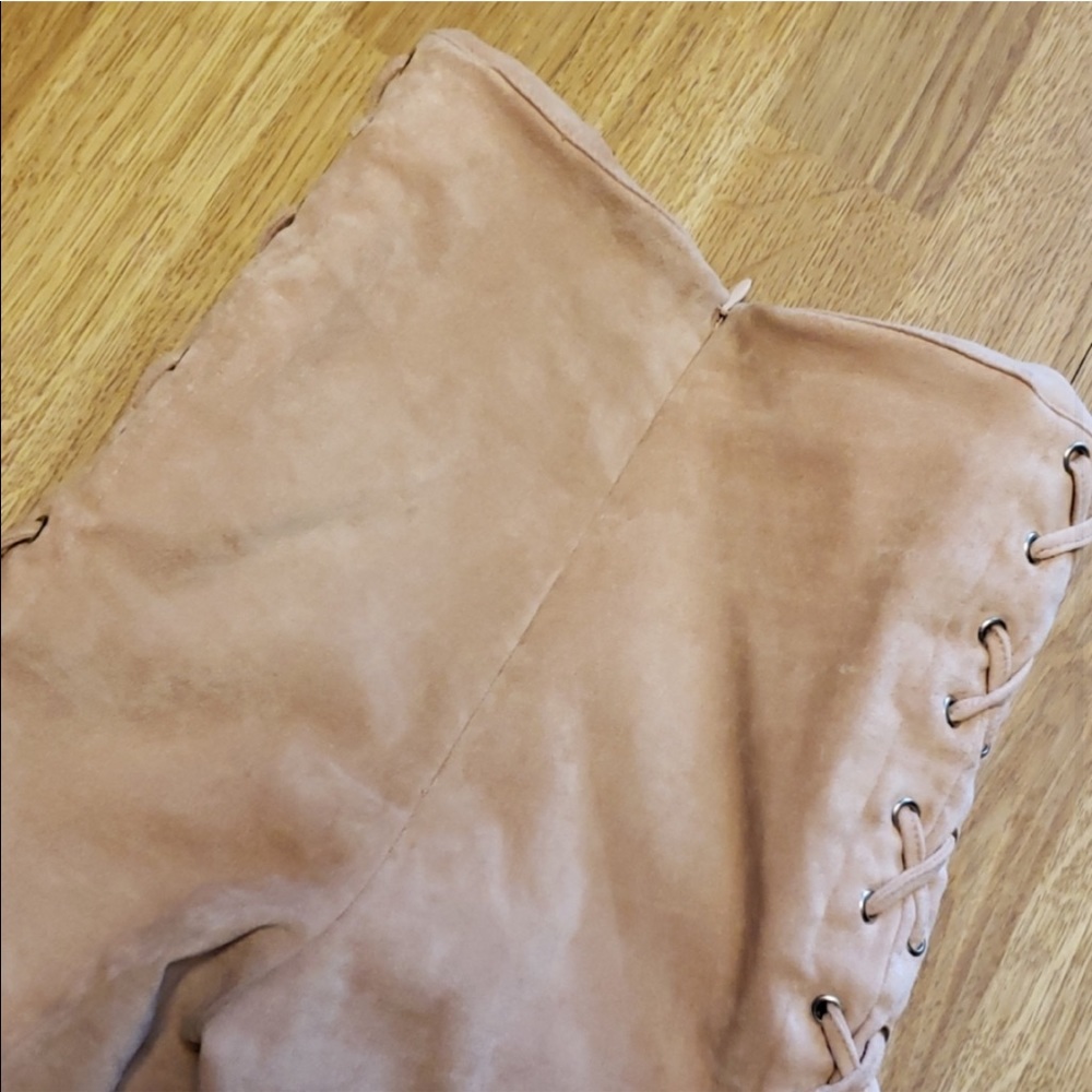 Lovers & Friends faux suede blush lace up leggings
